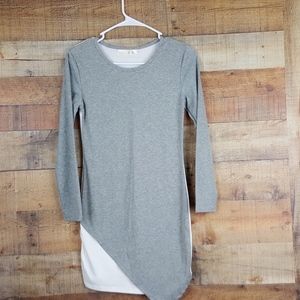 Long Shirt Women's Gray White Long Sleeve FB11